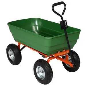 Jindeshun 75L Farm work tool carts outdoor Garden dump cart transporting good with plastic Hopper