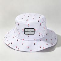 Chapeau de pêcheur unisexe 100% coton, logo personnalisé imprimé sur toute la surface, patch tissé, trous découpés au laser pour les voyages et la pêche