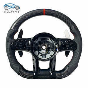 عجلة قيادة من ألياف الكربون مع جلد أسود وإضاءة LED لعرض عدد الدورات في الدقيقة، ترقية رياضية لسيارات مرسيدس-بنز AMG فئة C/E/S - Product Image 3