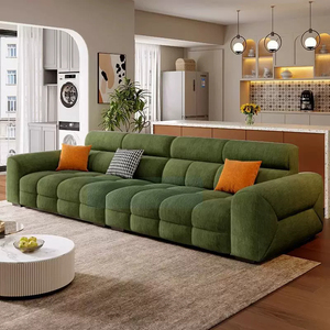 Sofá Modular de Tela con Diseño de Nubes, Asiento Profundo de 60 cm, Látex de Alta Resiliencia, Esponja, Reposabrazos Anchos, Multicolor, Moderno, Seccional, para Hotel - Product Image 5
