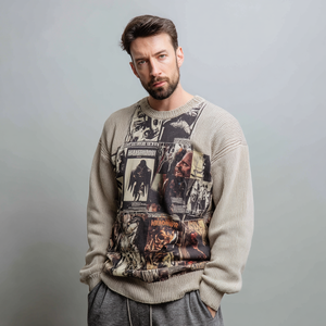 Pull à affiche de <span class=keywords><strong>film</strong></span> effrayant pour hommes, tricots d'Halloween vintage, pull en acrylique - Product Image 2