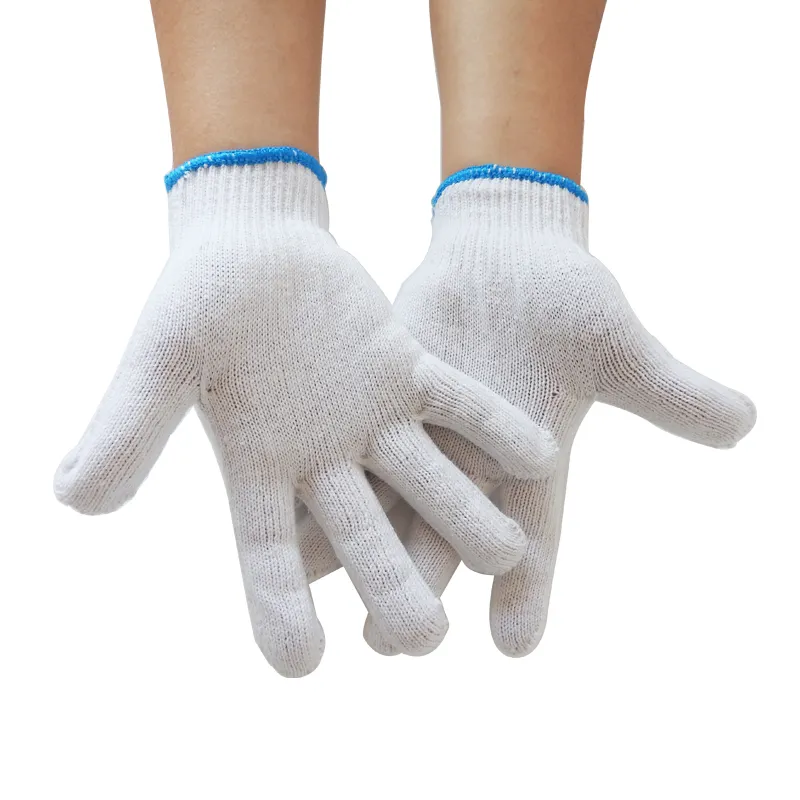 Industrielle gestrickte Baumwoll handschuhe Arbeits schutz weiße Handschuhe Baumwollgarn handschuhe Großhandel Hersteller