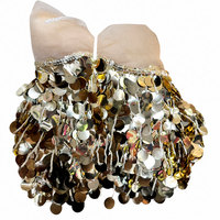Keering WTT-016 Garniture personnalisée en spandex/nylon à sequins, lavable, broderie à la main, passepoil à pompons pour vêtements, sacs et chaussures