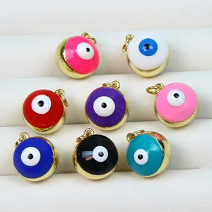 Abalorios de ojo de diablo para fabricación de joyas, accesorios de 18K, colores esmaltados