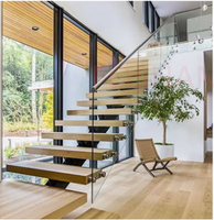 Escalier flottant moderne en bois massif de haute qualité pour intérieur, avec marches droites, construction en acier démontable, écologique et sûr