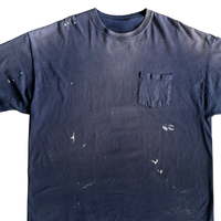 T-shirt vintage délavé effet soleil décoloré avec poche pour homme, coupe oversize, effet vieilli, éclaboussures de peinture, streetwear, en coton, personnalisable OEM