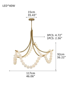 Lustre en albâtre de style français moderne, forme de collier en laiton, lustre en marbre <span class=keywords><strong>pour</strong></span> salon, hôtel, villa, décoration intérieure - Product Image 3