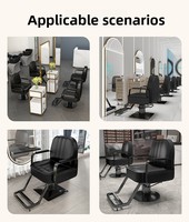 Fauteuil de Barbier Élégant en Cuir Blanc, Chaise Pivotante de Salon de Coiffure en Acier Inoxydable Brillant avec Base Robuste