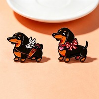 En gros, épingles en métal à l'effigie de dessins animés, épingles en émail mignonnes en forme de Teckel, badges en métal créatifs, accessoires de broches pour vêtements, jolis cadeaux pour amis