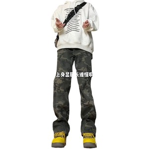 Pantalones de Mezclilla Americanos Retro de Camuflaje para Hombre, Nuevos de Primavera, Estilo Militar, Color Verde Ejército, Corte Recto, Ropa de Trabajo - Product Image 5