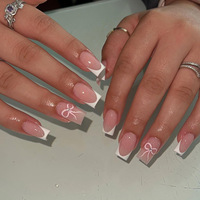 Vente en gros 24 pièces/boîte de faux ongles à appliquer avec de la colle Stiletto pointu amande acrylique faux ongles artificiels faux ongles personnalisés