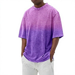 Camiseta Casual Oversize de Manga Corta con Cuello Redondo para Hombre, 100% Algodón Tejido, con Logotipo Frontal y Patrón Tie-Dye a Rayas, Transpirable, Marca Oem Sunfade - Product Image 1