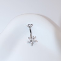 Vente chaude alliage de titane étoile à cinq branches nombril anneau Zircon nombril ongles F136 mode Piercing bijoux