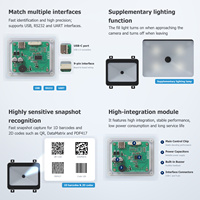 Interfaz USB TTL RS232 Mini Módulo de lector de código QR integrado Escaneo rápido 1D 2D Escáner de código de barras para máquinas expendedoras Control de acceso