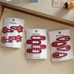 Fermagli per capelli in metallo di alta qualità per le ragazze per bambini vino rosso Wave Point stelle amore goccia olio Design alla moda accessori - Product Image 3