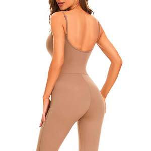 Wholesale Women Casual <strong>Unitard</strong> Flared Jumpsuit Spaghetti Straps Seamless One Piece Set Bodycon Workout Gym Yoga Jumpsuit - Product Image 6