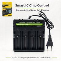 Chargeur de batterie au lithium HWD HD-8992C 18650/26650/32650/16340/14500/18500, 4 emplacements, 3,7 V, intelligent, multifonction, pour appareil photo