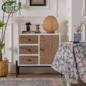 Tea <b>Cabinet</b> 126x38x90cm Entryway <b>Storage</b> <b>Cabinet</b> With Wooden Doors And <b>Metal</b> Legs For Villa Or Hotel Lobby - Product Image 2