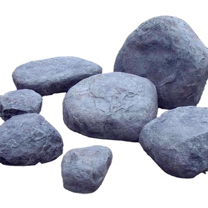 Gray Color Realistic Fiberglass Artificial Garden Rock for Stone Garden Decor for Restaurants - Product Image 1