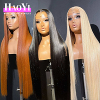 Wig Rambut Asli Brasil 100% Virgin Full Lace Tanpa Lem, Wig Depan Lace Swiss 13x4 Transparan HD, Wig Lurus Alami