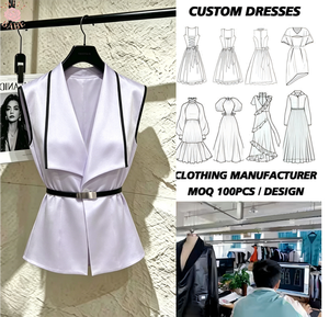 Chaleco tipo blazer sin mangas para mujer, chaleco con solapa y ribete en contraste con cinturón - Product Image 1