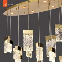 Lustre rond de luxe en acier inoxydable de haute qualité, verre artisanal