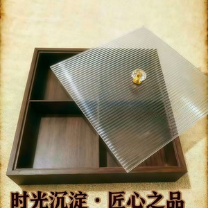 Plateau à fruits secs Jiugongge pour salon, plateau en bois Sigongge pour <span class=keywords><strong>cheminée</strong></span>, plateau à noix, plateau à dim sum avec couvercle - Product Image 3