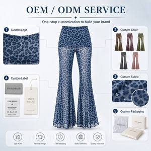<span class=keywords><strong>Pantalon</strong></span> évasé pour <span class=keywords><strong>femme</strong></span>, respirant, infroissable, vintage, d'été, à imprimé léopard, <span class=keywords><strong>taille</strong></span> haute, <span class=keywords><strong>taille</strong></span> élastique, en maille, imprimé numérique - Product Image 1