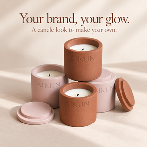 Bougie parfumée cylindrique à couvercle, finition lisse, couleur personnalisée Aikun, avec logo en relief, emballage OEM ODM pour la décoration de la maison - Product Image 2