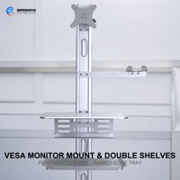 Chariot médical pour bronchoscope avec support de moniteur VESA, double étagère et plateau pour salle d'endoscopie, hôpital, vente en gros, OEM