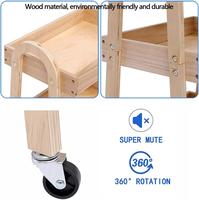Chariot de rangement à 3 niveaux en gros, chariot utilitaire de cuisine roulant, chariot de rangement en bois avec roues pour la vente en gros