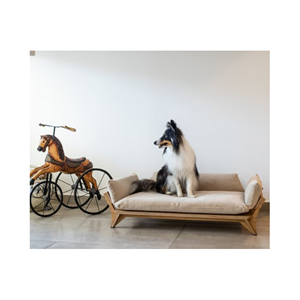 High Quality Oak Beige Pillow Luxury Wooden Pet Sleeping <strong>Bed</strong> Indoor Solid House Elevated Luxury Wooden <strong>Dog</strong> <strong>Bed</strong> - Product Image 1