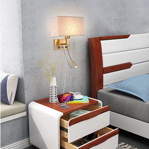 Lampe murale de chevet d'hôtel, lumière de lecture LED nordique, port de charge USB, applique murale intérieure avec revêtement en tissu pour tête de lit de <span class=keywords><strong>chambre</strong></span> - Product Image 3