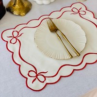 Napperons de table modernes en coton et lin brodés, antidérapants et résistants à la chaleur pour la décoration de table à manger