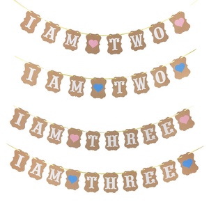 Io sono Uno Due Tre Kraft Carta per Striscioni Della Ragazza del Ragazzo Di Compleanno Decorazione Del Partito Prima Di Compleanno Banner 1st 2nd 3rd Di Compleanno banner - Product Image 1
