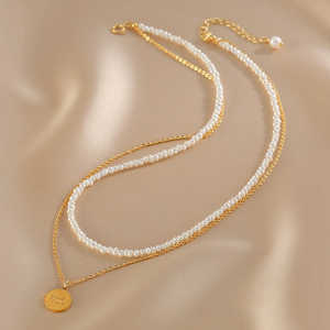 Collier pour femme d'été haut de gamme à double rangée de perles de riz fines, style luxe léger, perles WENCHI - Product Image 4