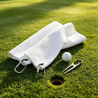 Serviette de golf personnalisée en microfibre à séchage rapide avec logo brodé et imprimé, avec œillet et crochet