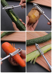 Vente en gros de éplucheurs à pommes de terre multifonctionnels en acier inoxydable de qualité supérieure Syh366 en forme de I - Product Image 6