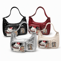 Sac à bandoulière Y2K transparent avec fenêtre, style Ita Bag, pour affichage de badges d'anime, en PVC transparent, avec nœud en ruban pour femme