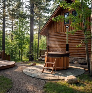 Bain à remous extérieur de luxe en bois de cèdre naturel, promotionnel, avec excellente rétention de chaleur pour la relaxation dans la cour. - Product Image 5