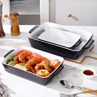 Ensemble de plats de cuisson carrés en céramique à double poignée avec plat à fromage, plat à pâtes et plateau de four – Essentiels pour la cuisson au four et au micro-ondes