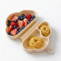 Assiette pliable en silicone pour bébé, compartimentée, portable, en forme de nuage, boîte à repas pour enfants, boîte bento de voyage pour tout-petits, alimentation en extérieur