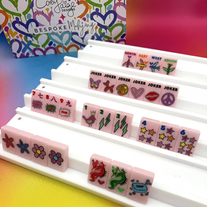 Modern Pop Art Pink Airplane American Mahjong Set Vibrant Rainbow Star Fantasy Themed Mahjong <b>Tiles</b> - Product Image 2