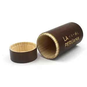Scatola d'imballaggio del tubo delle scatole del cilindro del coperchio di legno rotondo fantasia per il vino del caffè del tè