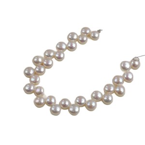 Bracelet de perles d'eau douce naturelles de haute qualité 8-9 mm, forte luminosité, perles de pain à 28 trous, vente en gros, perles semi-finies en vrac - Product Image 5