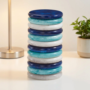 Handmade Eco-Friendly Resin <b>Round</b> <b>Coaster</b> with 6mm Thickness for Classic FAIZA CRAFT - Product Image 1