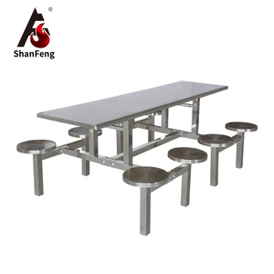 Chất lượng cao 8 chỗ ngồi thép không gỉ trường căng tin Bàn Ăn Hiện đại băng ghế dự bị cho Đại Học ngoài trời trang trại bệnh viện - Product Image 1