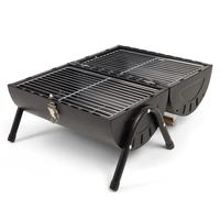 Barbecue compact portable double face avec cheminée pour la cuisson en plein air, pique-nique, pêche, activité familiale, tente