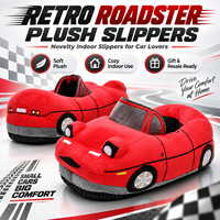 Chaussons en peluche rétro JDM Racing Car unisexes, chauds pour l'intérieur, avec phares rétractables, cadeau d'hiver original pour les amateurs de voitures