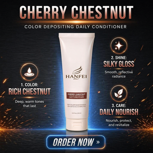 Après-shampoing quotidien Hanfei à la kératine et à la crème de <span class=keywords><strong>cerise</strong></span>, couleur châtain, fixation rapide des pigments en 3-5 minutes pour cheveux teints - Product Image 6